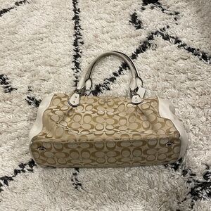 White Classic Fabric Coach Purse